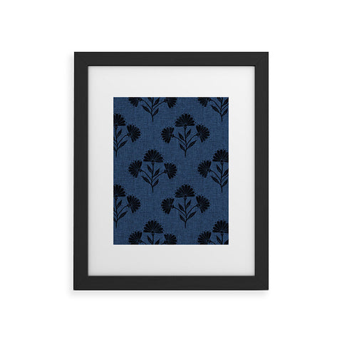Schatzi Brown Suri Floral Dark Blue Framed Art Print