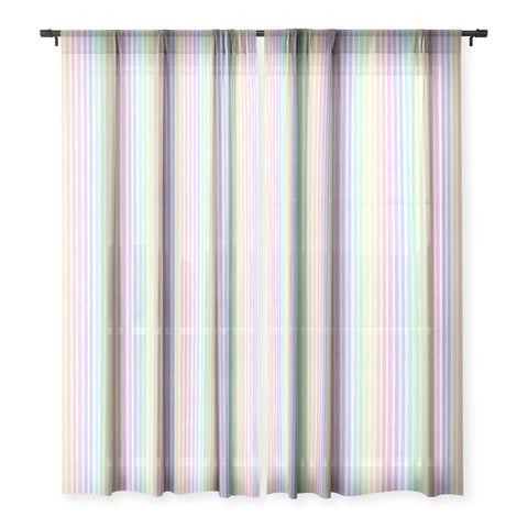 Schatzi Brown Sweet Pastel Stripes Sheer Window Curtain
