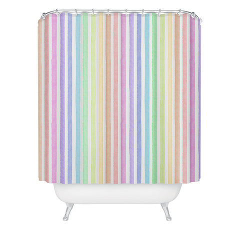 Schatzi Brown Sweet Pastel Stripes Shower Curtain