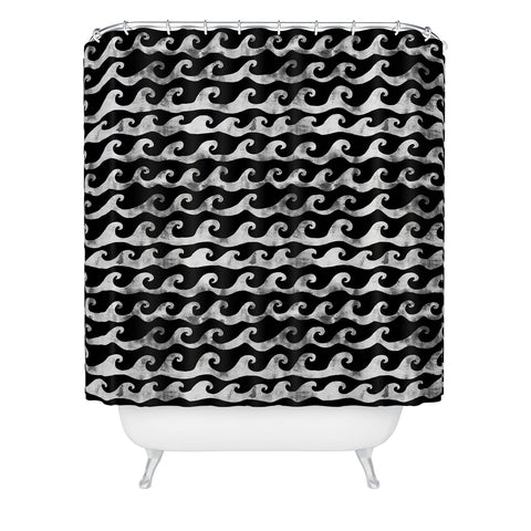 Schatzi Brown Swell Black and White Shower Curtain