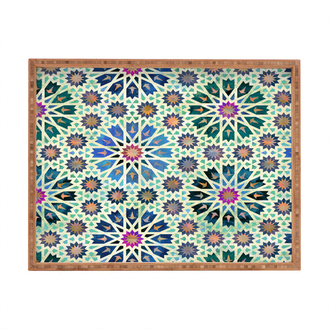 Schatzi Brown Tangier Tile Green Rectangular Tray