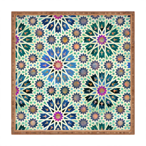 Schatzi Brown Tangier Tile Green Square Tray
