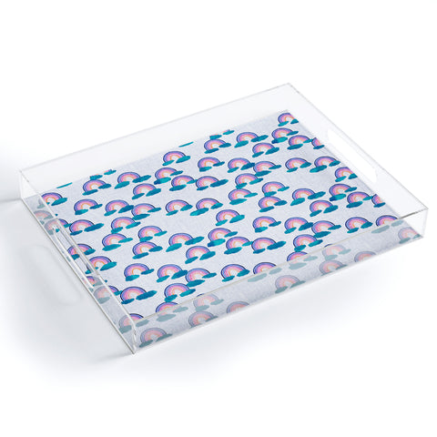 Schatzi Brown Teal Clouds Rainbow Acrylic Tray