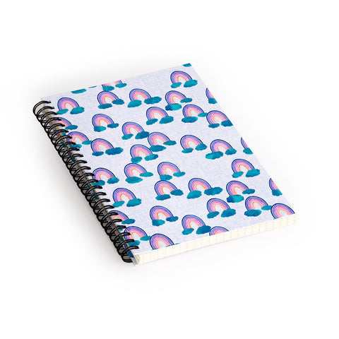 Schatzi Brown Teal Clouds Rainbow Spiral Notebook