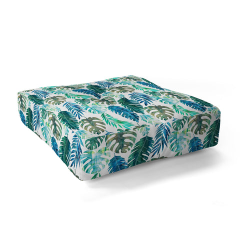 Schatzi Brown Tropical Leaf 2 Green Floor Pillow Square