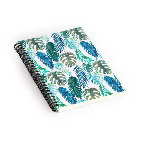 Schatzi Brown Tropical Leaf 2 Green Spiral Notebook