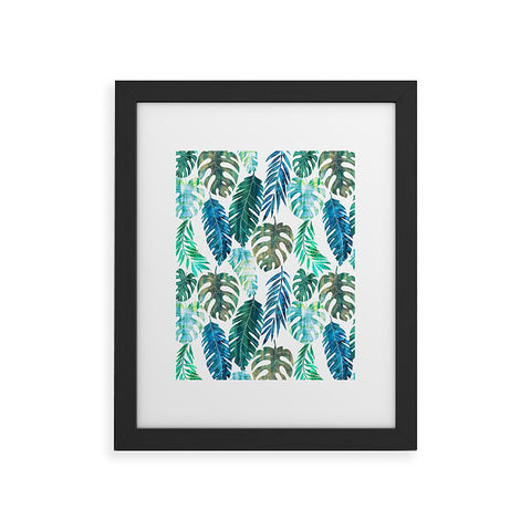 Schatzi Brown Tropical Leaf 2 Green Framed Art Print