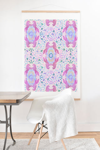 Schatzi Brown Unicorn Damask Pink Art Print And Hanger