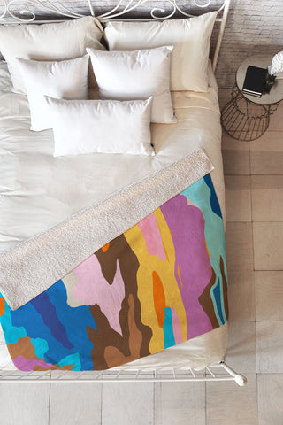 Sewzinski Abstract Landscape Fleece Throw Blanket