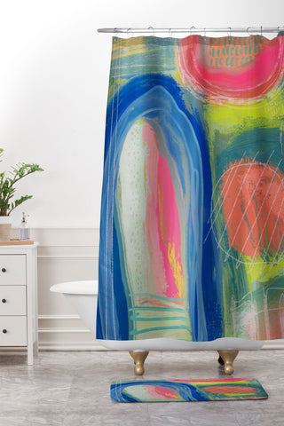 Sewzinski Abstract Shelter Shower Curtain And Mat