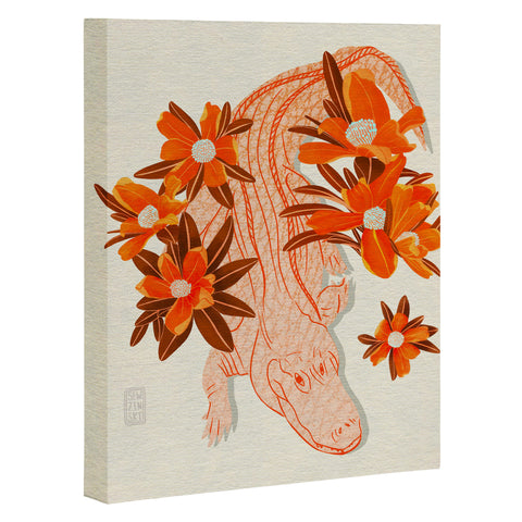 Sewzinski Alligator and Camellias Art Canvas
