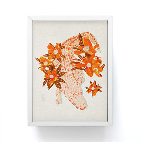 Sewzinski Alligator and Camellias Framed Mini Art Print