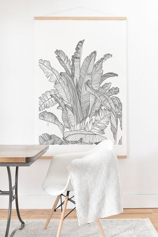 Sewzinski Banana Leaves Black and White Art Print And Hanger