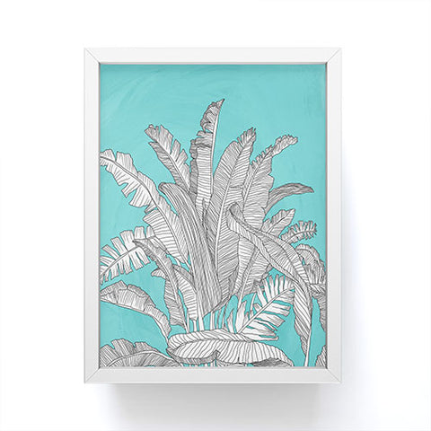 Sewzinski Banana Leaves on Blue Framed Mini Art Print