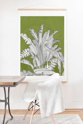 Sewzinski Banana Leaves on Green Art Print And Hanger