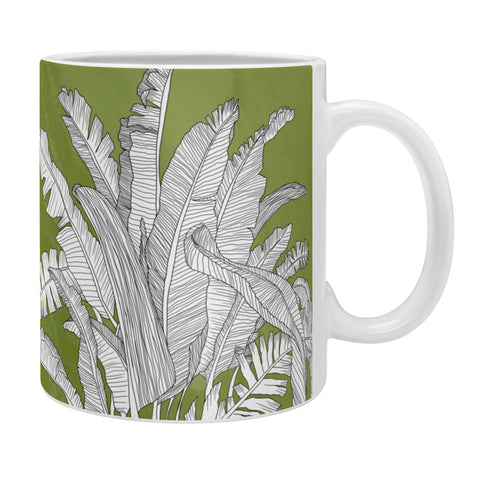 Sewzinski Banana Leaves on Green Coffee Mug