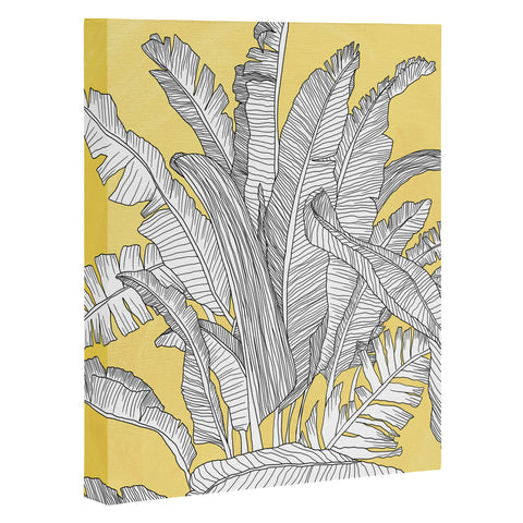 Sewzinski Banana Leaves on Yellow Art Canvas