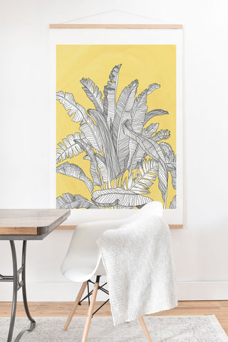 Sewzinski Banana Leaves on Yellow Art Print And Hanger