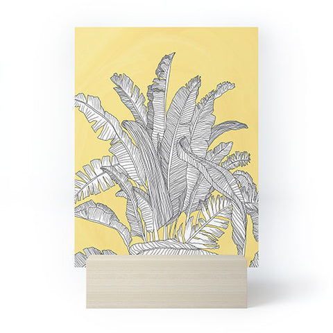 Sewzinski Banana Leaves on Yellow Mini Art Print