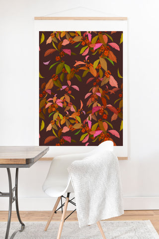 Sewzinski Beautyberry on Purple Art Print And Hanger