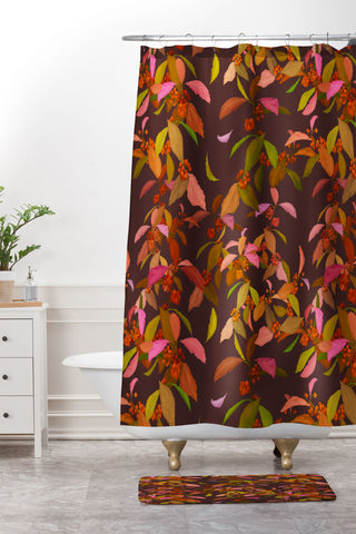 Sewzinski Beautyberry on Purple Shower Curtain And Mat