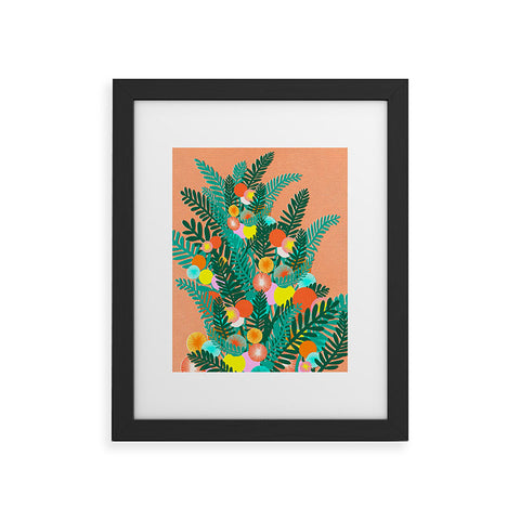 Sewzinski Berry Branches Green Orange Framed Art Print