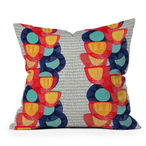 Sewzinski Big Flowers in Red and Blue Throw Pillow