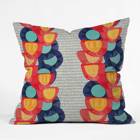 Sewzinski Big Flowers in Red and Blue Outdoor Throw Pillow