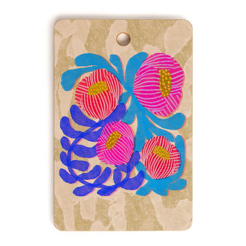 Sewzinski Big Pink and Blue Florals Cutting Board Rectangle