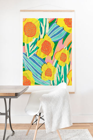 Sewzinski Big Yellow Flowers Art Print And Hanger