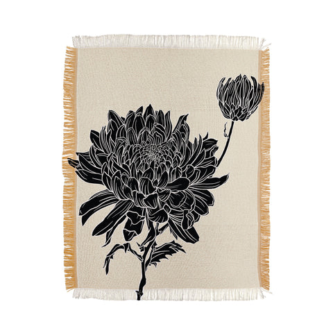 Sewzinski Black Chrysanthemum Throw Blanket