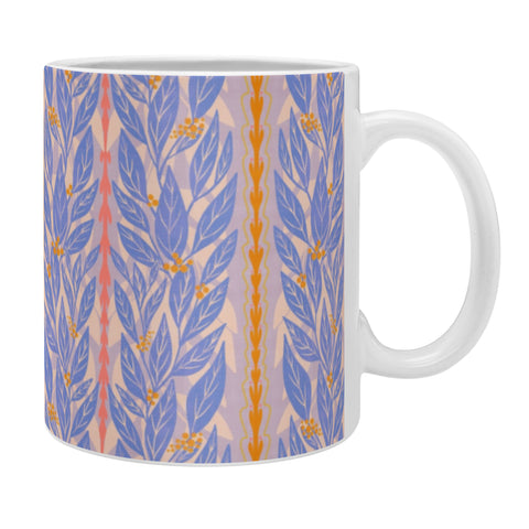 Sewzinski Blue Leaves on Lavender Coffee Mug