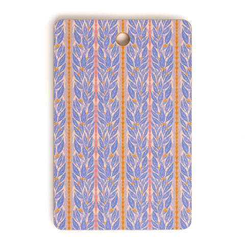 Sewzinski Blue Leaves on Lavender Cutting Board Rectangle