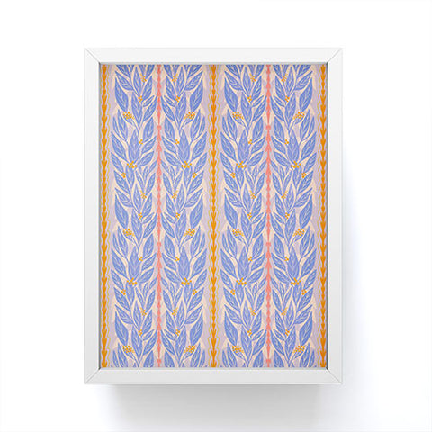 Sewzinski Blue Leaves on Lavender Framed Mini Art Print