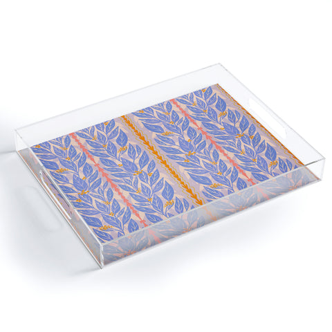 Sewzinski Blue Leaves on Lavender Acrylic Tray