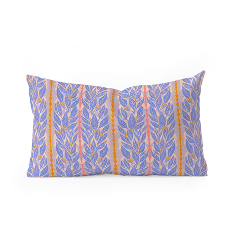Sewzinski Blue Leaves on Lavender Oblong Throw Pillow