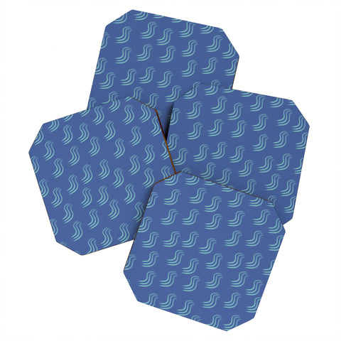 Sewzinski Blue Squiggles Pattern Coaster Set