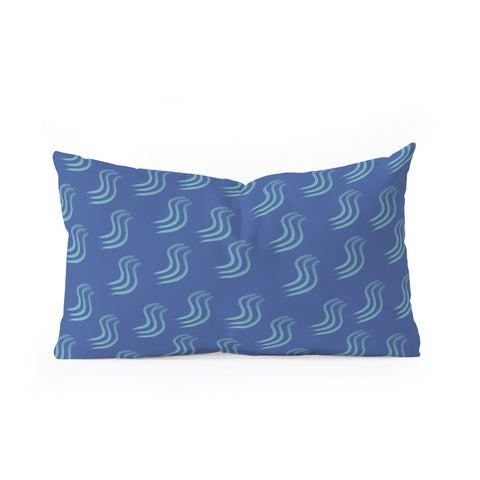 Sewzinski Blue Squiggles Pattern Oblong Throw Pillow