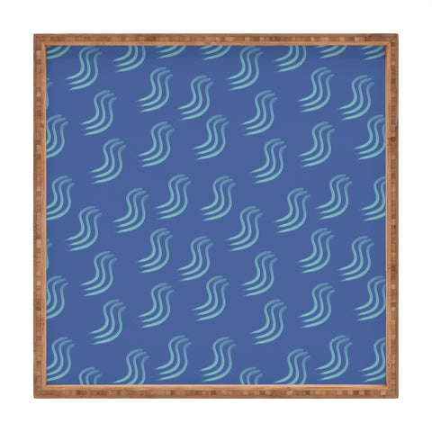 Sewzinski Blue Squiggles Pattern Square Tray