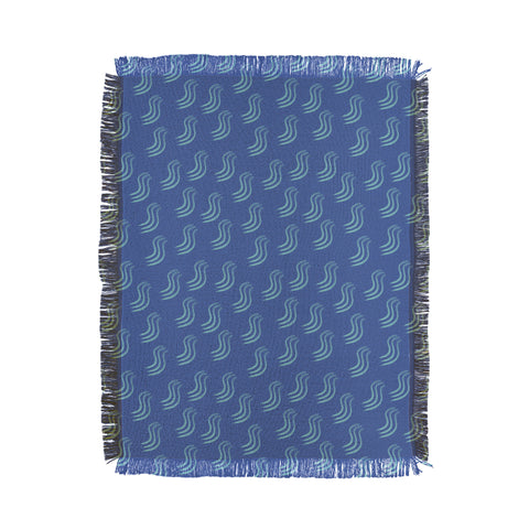 Sewzinski Blue Squiggles Pattern Throw Blanket