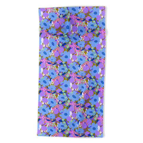 Sewzinski Blue Wildflowers Beach Towel