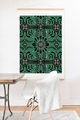 Sewzinski Boho Florals Black Emerald Art Print And Hanger
