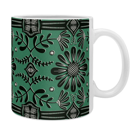 Sewzinski Boho Florals Black Emerald Coffee Mug