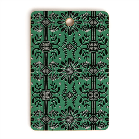 Sewzinski Boho Florals Black Emerald Cutting Board Rectangle