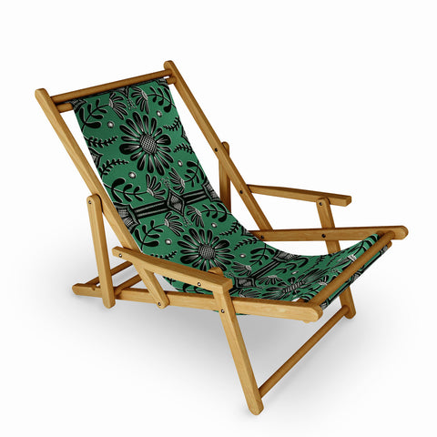 Sewzinski Boho Florals Black Emerald Sling Chair
