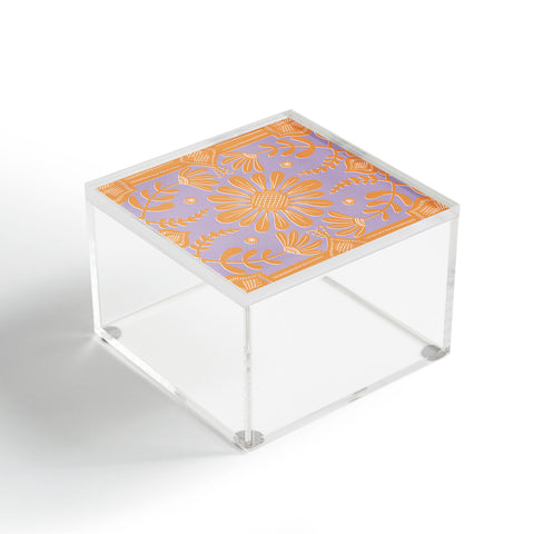 Sewzinski Boho Florals Orange Purple Acrylic Box