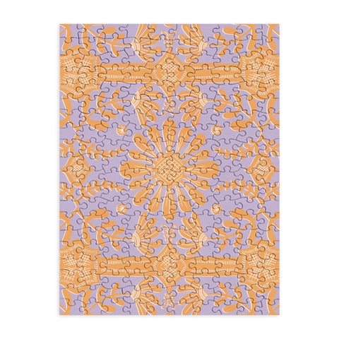 Sewzinski Boho Florals Orange Purple Puzzle