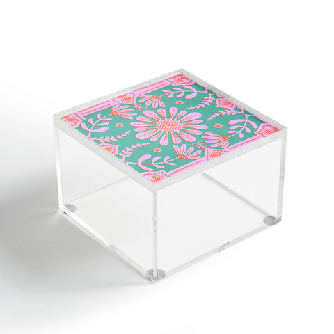 Sewzinski Boho Florals Pink Green Acrylic Box