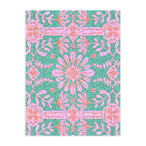 Sewzinski Boho Florals Pink Green Puzzle