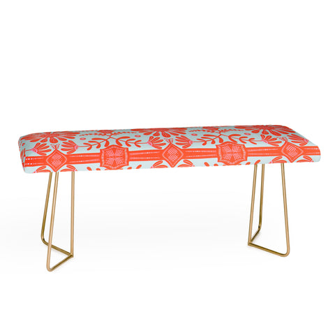 Sewzinski Boho Florals Red and Icy Blue Bench
